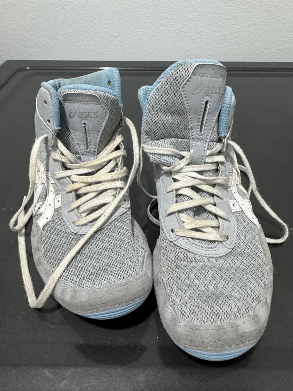 Asics Gray Sneakers with Light Blue Accents
